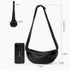 DONNAIN Genuine Leather Sling Bags Crossbody Women, Minimalist Style Casual Chest Bags with Wide Strap
