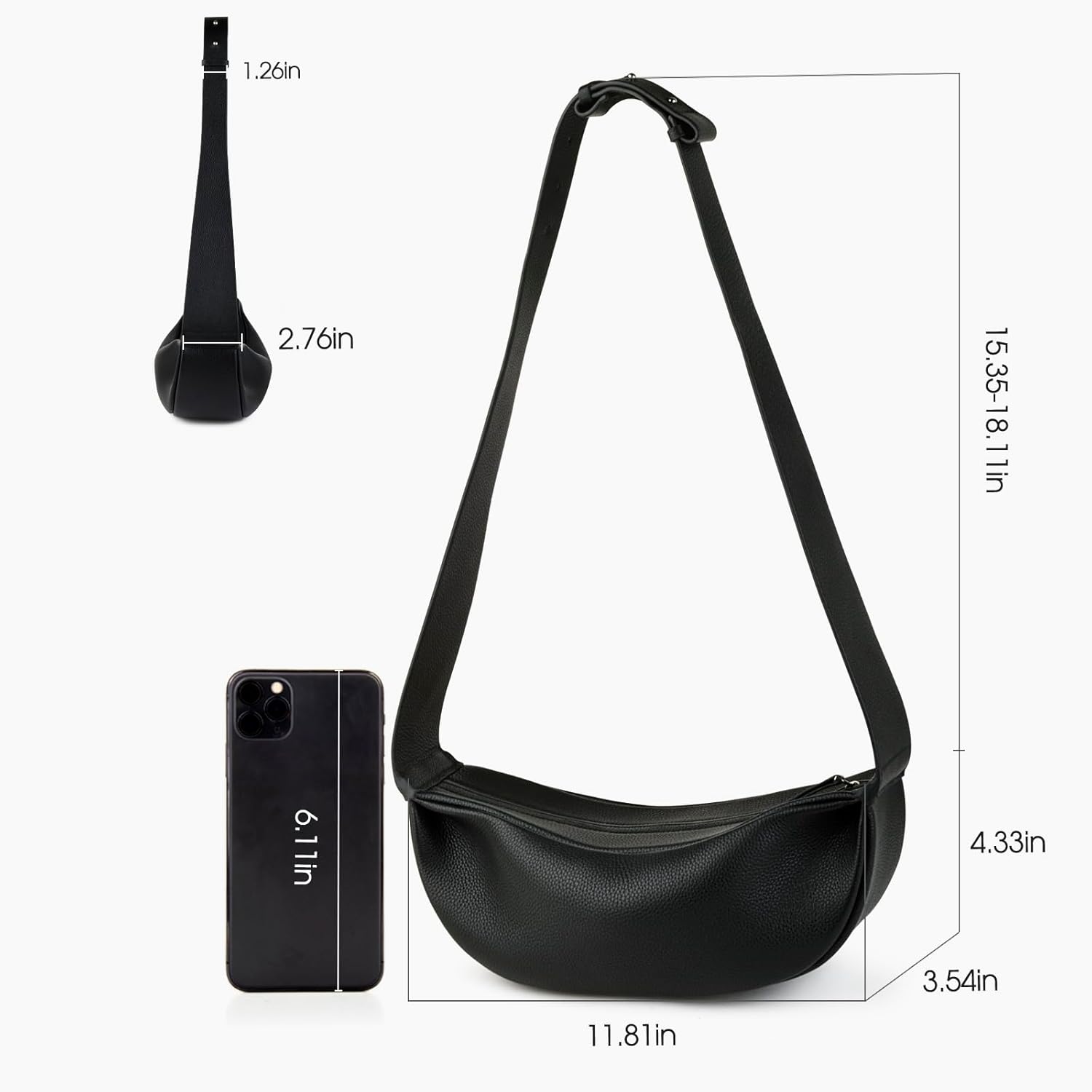 DONNAIN Genuine Leather Sling Bags Crossbody Women, Minimalist Style Casual Chest Bags with Wide Strap