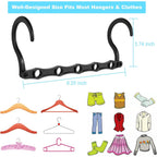 Space Saving Hangers 10 Pack, Heavy Duty Magic Cascading Hanger Organizer With 5 Enclosed Anti-Slip Holes, Closet Organizers And Storage For Clothes, College Dorm Room Essentials, Black