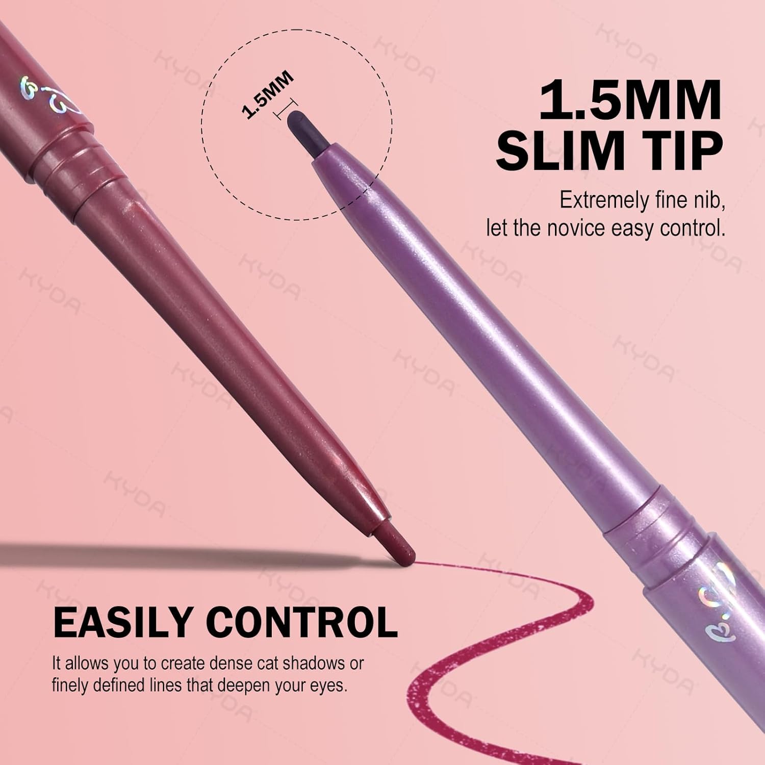 KYDA 2 Pcs Light Brown Gel Eyeliner Pencil, Smooth Creamy Matte Eyeliner, Retractable Crayon Eye Liner, Lasting Ultra-Pigmented, Waterproof Smudge-proof