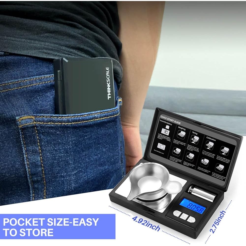 Milligram Scale 50G X 0.001G, Powder Scale 0.001G Accuracy | Micro Scale For Weighing Powders & Jewelry, 50G Calibration Weight For Mg Scale, 6 Units, Tare, Lcd Display