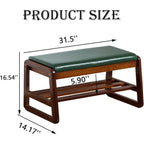 Latifolia Solid Wood Bench, Entryway Shoe Bench With Cushion, 2 Tier Shoe Storage Organizer For Hallway, Living Room(Green,31.50''L)