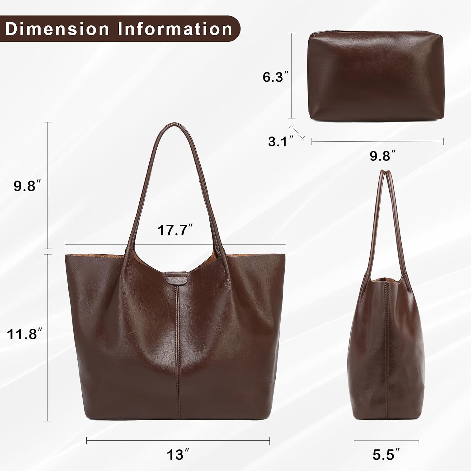 Tote Bag For Women Large Capacity Soft Leather Purse With Interior Pouch Multi-Use For Daily Commute Work Travel