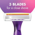 BIC Soleil 3 Scented Women's Disposable 3-Blade Razors, Moisture Strip with Vitamin E and Lavender Scented Handles, 4-Pack