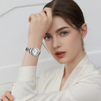 OLEVS Watches Women with Date Silver Stainless Steel Luxury Ladies Watches with Small Writs Diamond Watches for Women Waterproof Elegant Dress Quartz Analog Women's Wrist Watches Reloj de Mujer
