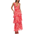 Women'S Floral Maxi Dress Sexy Deep V Neck Backless Ruffles Dresses Beach Party Wedding Guest Dress