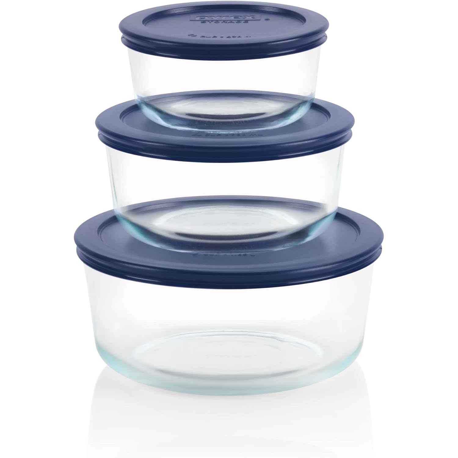 Pyrex Simply Store (3-Pack) Glass Food Storage Containers Set, (2, 4 & 7 Cup) Meal Prep Containers With Plastic BPA-Free Lids, Dishwasher & Microwave Safe