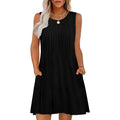 Ofeefan Summer Dresses For Women 2026 Loose Beach Vacation Casual Crew Neck Sleeveless Sundresses With Pockets Tank Dress