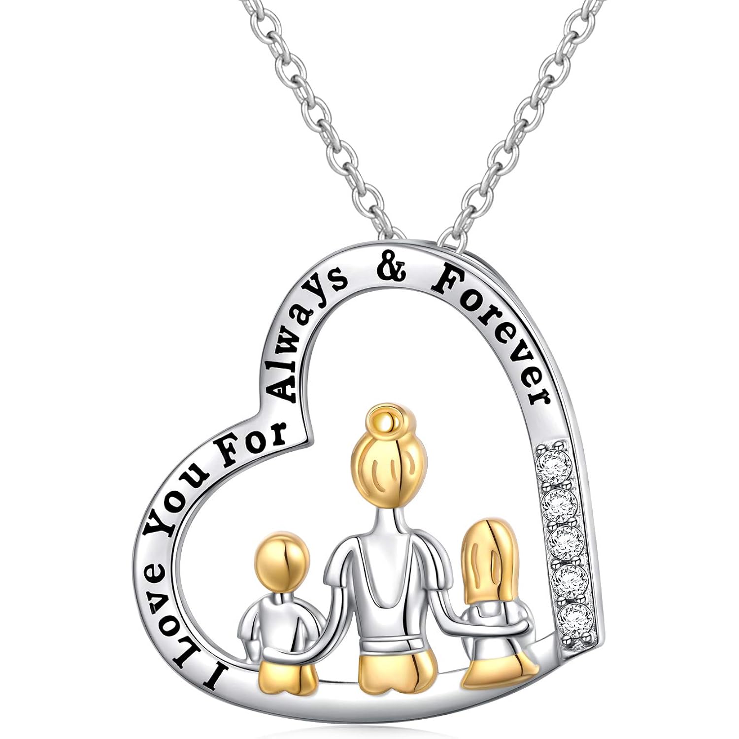 FLYOW Mothers Day Gifts for Women, Sterling Silver Mom Nana Grandma Heart Necklace, Birthday Mothers Day Jewelry Gifts for Mom Grandma Wife from Daughter Son
