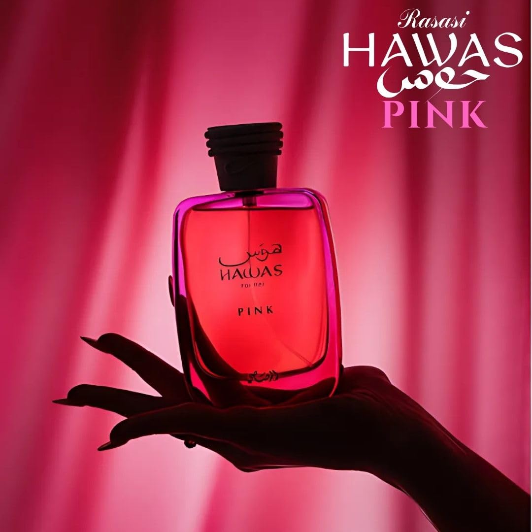 RASASI Hawas Pink For Her Eau de Parfum Spray 100ml (3.4 oz) – Floral Fruity Perfume for Women with Neroli, Vanilla, Cotton Candy & Marshmallow | Luxurious Feminine Scent
