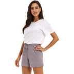 Women Casual Shorts Drawstring Comfy Elastic Waist Shorts Summer Pull On Short with Pockets(S-2XL)