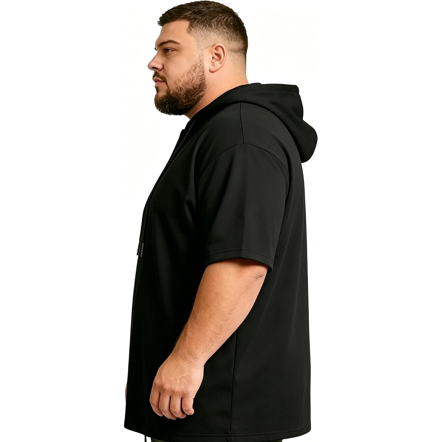 Men'S Big And Tall Short Sleeve Hoodie 4Xl-8Xl Cotton Blend Quarter Zip Lightweight Stretchy Hooded T-Shirt For Summer | Lightweight, Breathable And Soft, Relaxed Fit, Zip Up, No Fading, No Shrinking, Summer, Casual, Outdoor, Hiking, Walking
