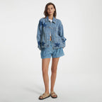 Vintage Oversized Women Denim Jacket, Retro Boyfriend Jean Coat With Button Up, Baggy Fit, Pockets, Casual Outerwear