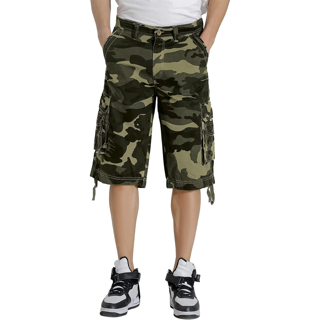 Mens Cargo Shorts Multi Pockets Twill Cotton Relaxed Fit Outdoor Camo Cargo Short For Men