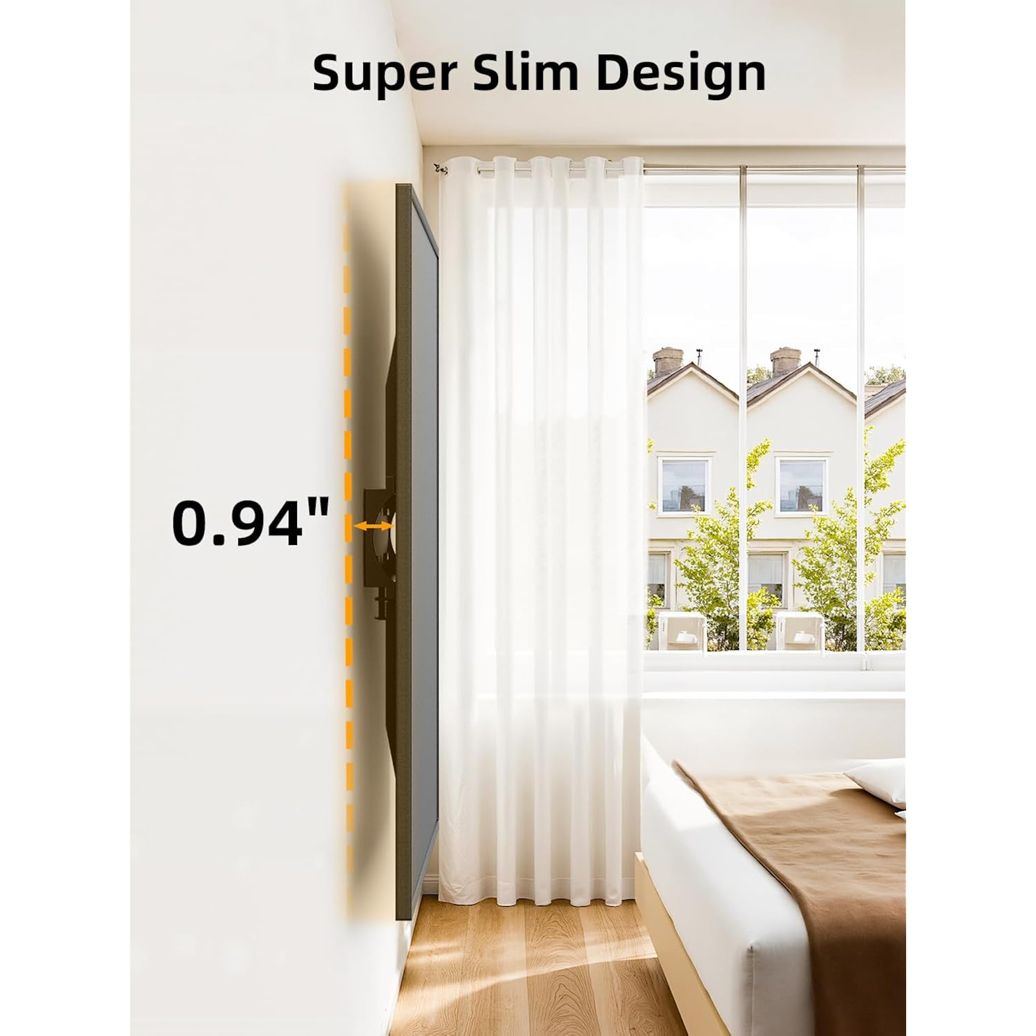 43 50 55 Inch Fixed Low Profile Tv Wall Mount For 24-65 Inch Led/Lcd & Flat/Curved Tvs, Universal Wall Mount Bracket With Safe Lock, Max Vesa 400X400Mm, Up To 99Lbs & 16 '' Stud