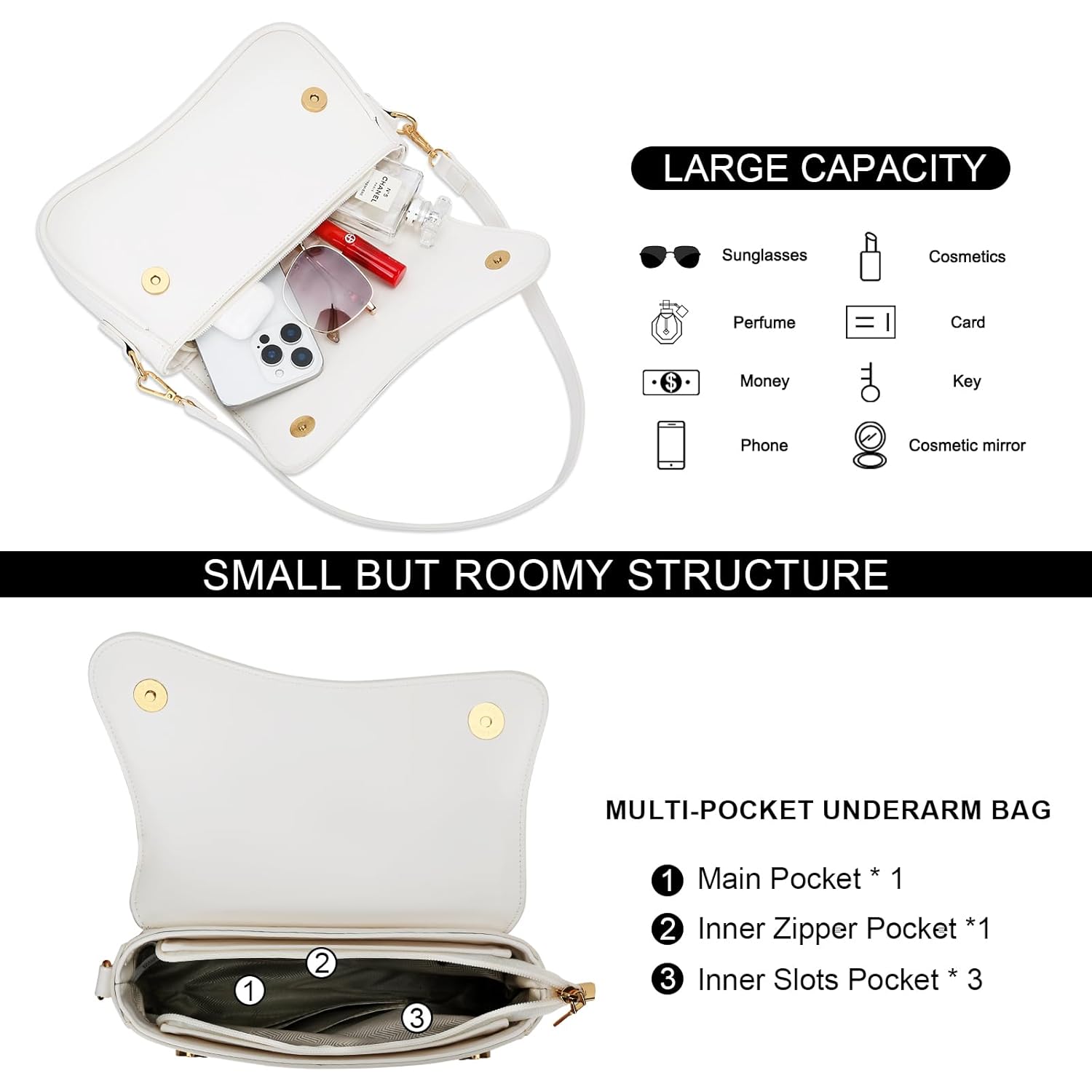 KKXIU Shoulder Bag for Women Small Clutch Purses Cute Hobo Handbag Trendy Underarm Bag