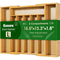 Kitsure Silverware Organizer - Expandable Bamboo Kitchen Drawer Organizer For Cooking Utensils And Cutlery, Sturdy & Thickened Kitchen Organizers And Storage Solution, Large, Natural