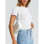 Womens Basic T Shirts - Stretchy Soft Slim Fit Short Sleeve Y2k Cute Summer Crop Workout Tops