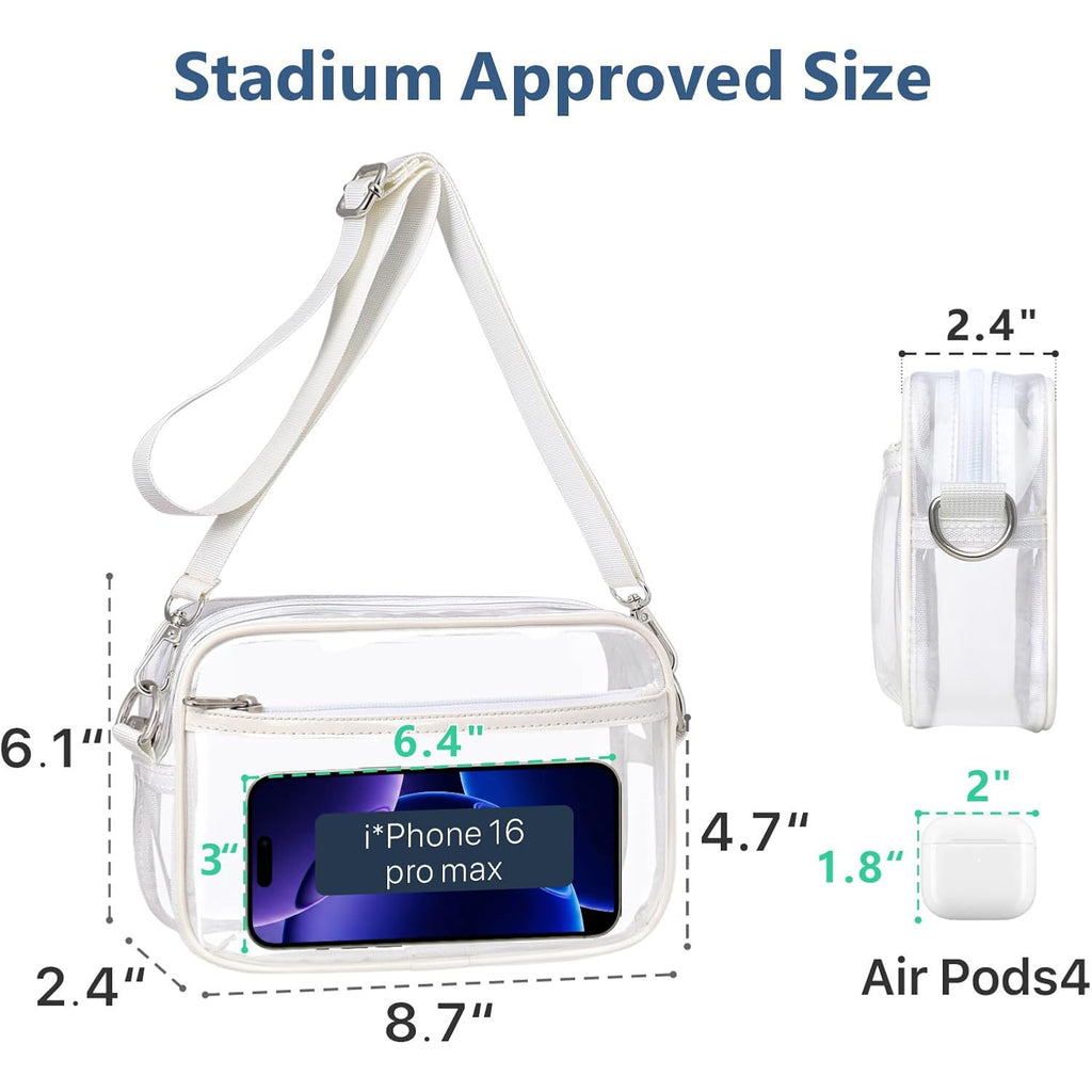 PACKISM Clear Bag for Stadium Events - Clear Purses for Women Stadium Crossbody Concert Bag for Game Day, Sports, Festival