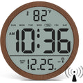 Atomic Wall Clock - Never Needs Setting, Digital Wall Clock Battery Operated With Date, Temp, Dst, Self-Setting Time, Easy To Read 8 Inch Display For Bedroom, Living Room, Home, Office