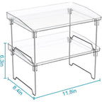 Starlatta 2 Pcs Cabinet Organizer Shelf, Stackable Kitchen Counter Shelves, Spice Rack,Countertop Organizers, Clear Plastic Storage Shelves Rack For Makeup,Bathroom,Cupboard,Desk,Pantry Organization
