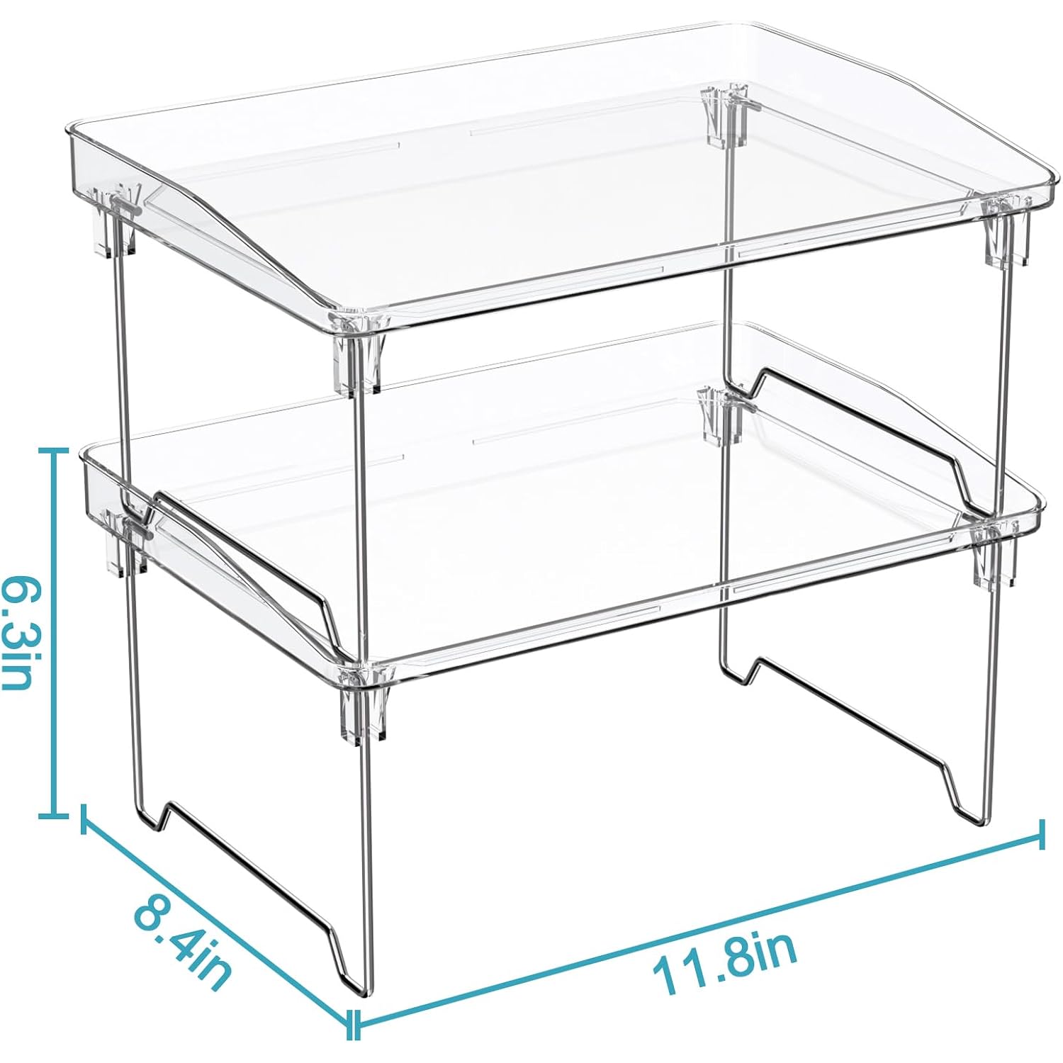 Starlatta 2 Pcs Cabinet Organizer Shelf, Stackable Kitchen Counter Shelves, Spice Rack,Countertop Organizers, Clear Plastic Storage Shelves Rack For Makeup,Bathroom,Cupboard,Desk,Pantry Organization