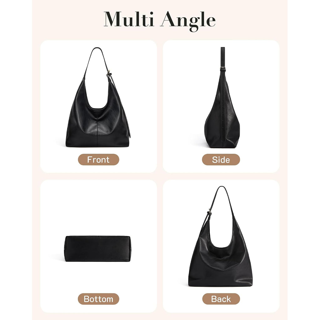 Missnine Hobo Bags Purses For Women, Soft Shoulder Bag Vegan Leather Tote Crossbody Purse Ladies Slouchy Handbag With Pouch
