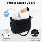 U+U Puffer Tote Bag For Women, Quilted Work Handbag With Compartments, Puffy Shoulder Bag With Yoga Mat Strap For Daily, Gym
