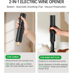 Circle Joy Electric Wine Opener Rechargeable, 7-In-1 Automatic Wine Bottle Opener Gift Set With Electric Vacuum Pump, Foil Cutter, Aerator Pourer, 2 Stoppers & Charging Base, Black