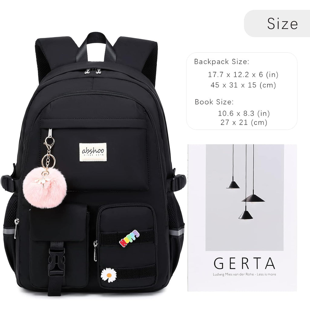 Abshoo Big Student Laptop Backpack For College Women Middle High School Teen Girls Bookbag Travel Daypack (Black) | For College