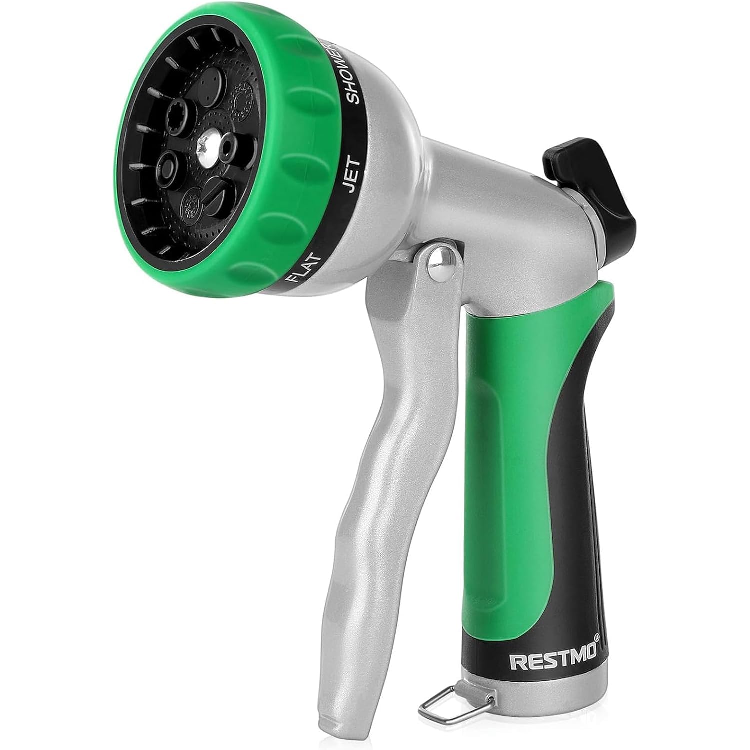 Restmo Garden Hose Nozzle, Heavy Duty Metal Water Hose Nozzle With 7 Adjustable Spray Patterns, High Pressure Hand Sprayer With Flow Control For Watering Plants & Lawns, Washing Cars & Pets