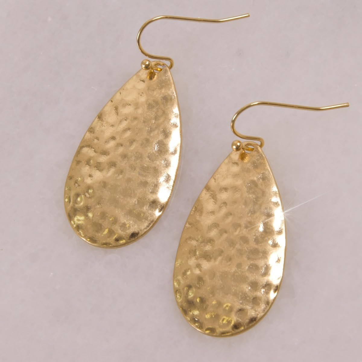 Hammered Teardrop Earrings for Women - Boho Dangling Statement Dangle Earrings, Elegant Textured Tear Drop Dangles in Gold Tone or Silver Tone