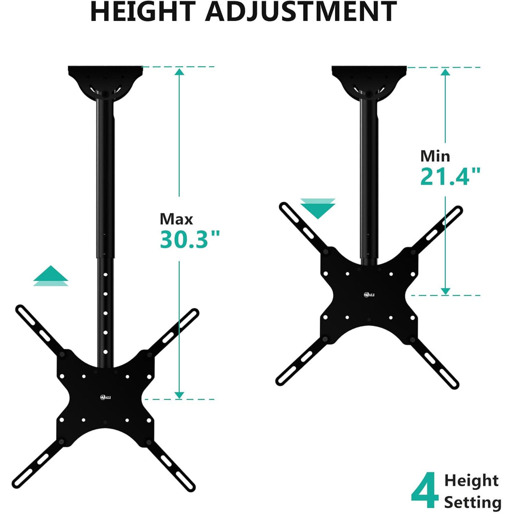 Wali Ceiling Tv Mount For 26-65 Inch Lcd Led Oled 4K Tvs, Hanging Pole Ceiling Mount Tv Bracket Up Down, Tv Ceiling Mounts For Gym Patio Gazebo, Up To 110 Lbs, Max Vesa 400X400Mm (Cm2665), Black