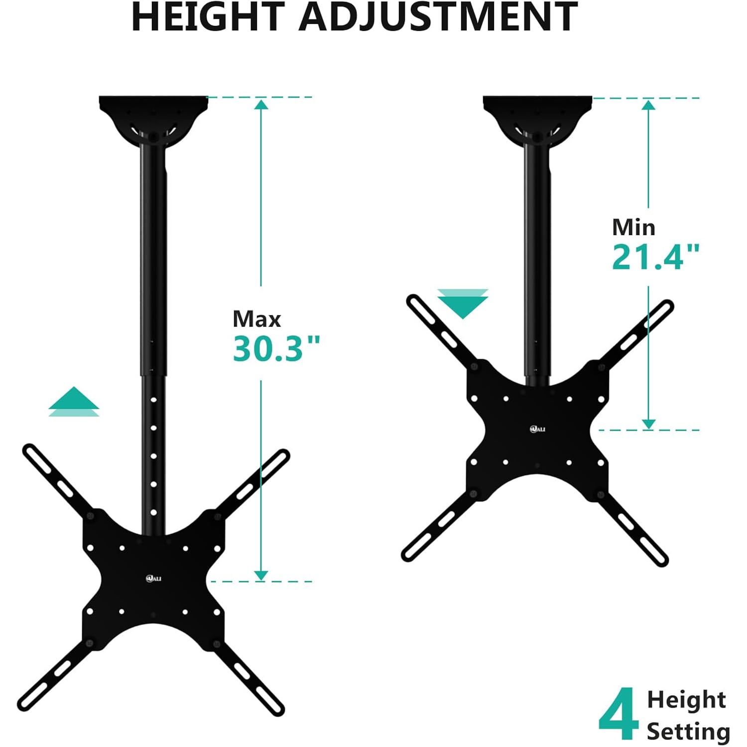 Wali Ceiling Tv Mount For 26-65 Inch Lcd Led Oled 4K Tvs, Hanging Pole Ceiling Mount Tv Bracket Up Down, Tv Ceiling Mounts For Gym Patio Gazebo, Up To 110 Lbs, Max Vesa 400X400Mm (Cm2665), Black
