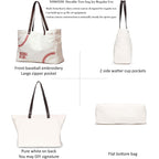 Canvas Tote Bag for Women, Embroidery Baseball Mom Bag, Baseball Mom Accessories, Sports Team Must Have, Baseball Gifts, Baseball-Specific Daily Use for Games, Travel, Gym(X-large white) …