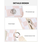 BOSTANTEN Wristlet Wallets for Women RFID Checkered Wallet with ID Window Nylon Wristlet Purse with 3 Zippers