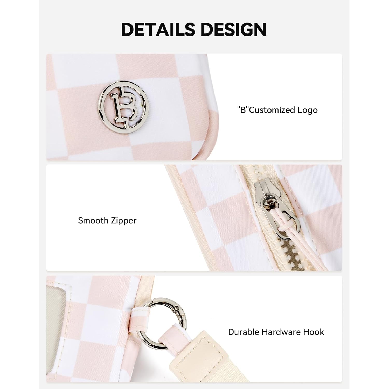 BOSTANTEN Wristlet Wallets for Women RFID Checkered Wallet with ID Window Nylon Wristlet Purse with 3 Zippers