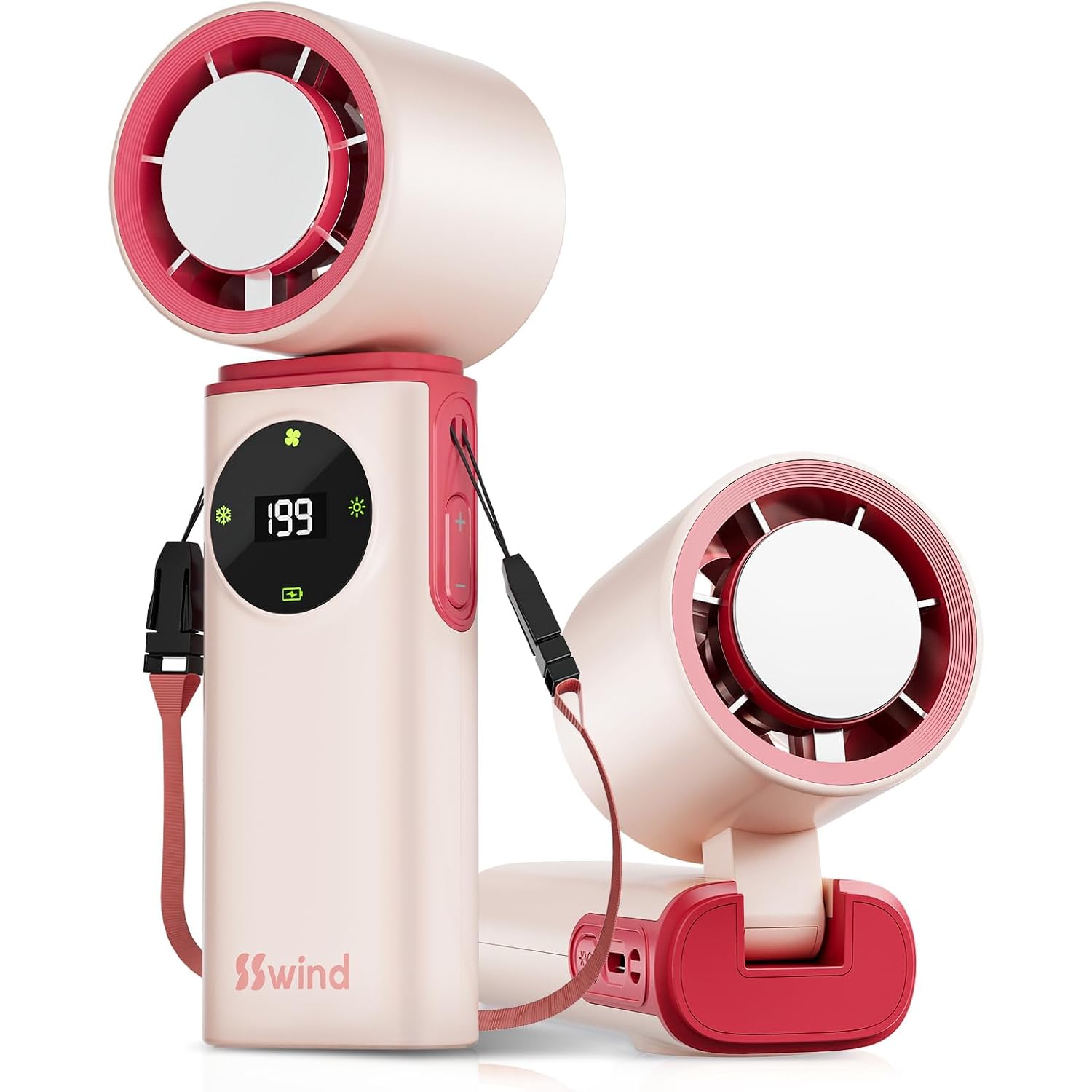 6000Mah Portable Handheld Fan With Ice Cooling, 199 Levels Stepless Speed, 20H Long Battery Life, 20000Rpm Turbo Fan Rechargeable Personal Mini Fan For Travel, Outdoor, Makeup (Pink)