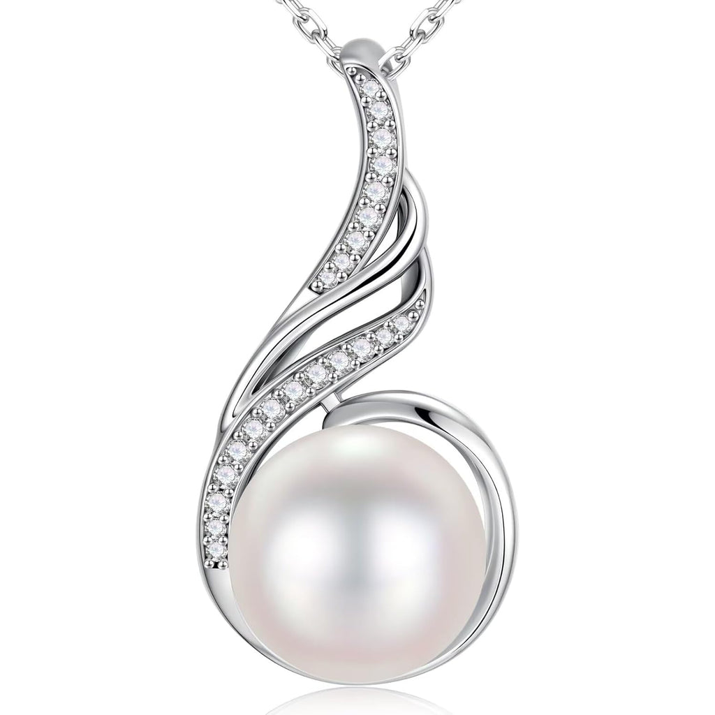 Iefil Mothers Day Gifts - 925 Sterling Silver 10-11mm Freshwater Pearl Necklace, Anniversary Birthday Gifts for Women Wife Girlfriend