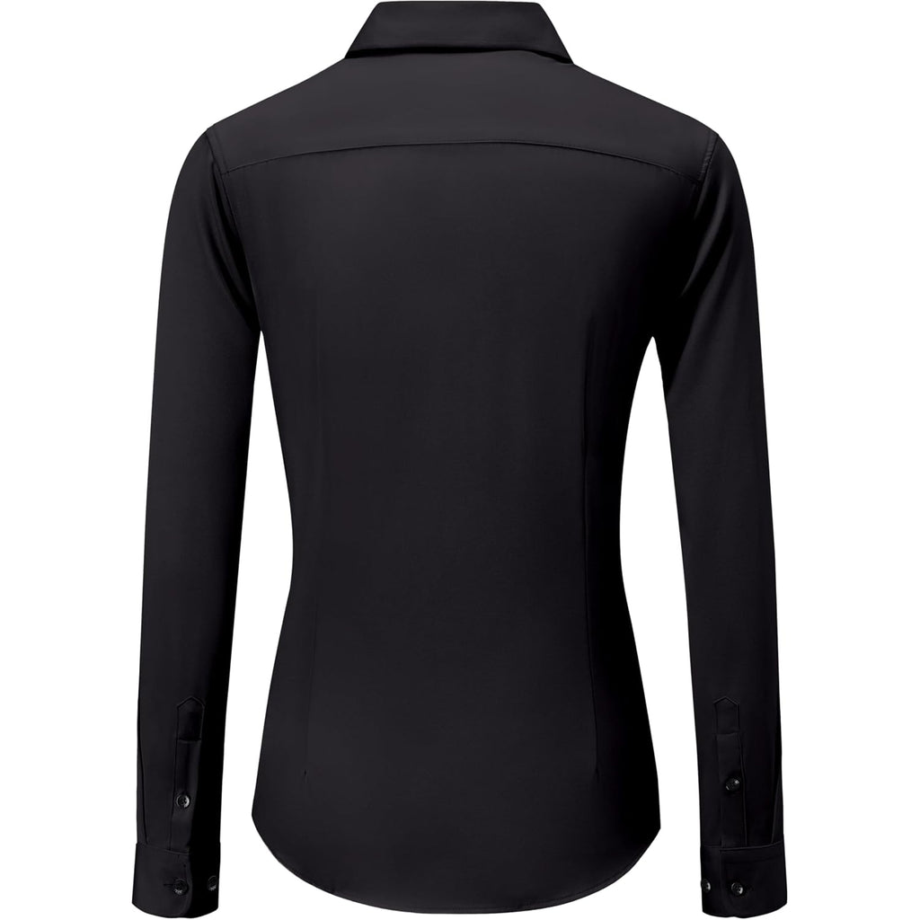 Dress Shirts For Women Long Sleeve Button Down Shirt Stretch Wrinkle Free Solid Casual Work Office Blouse Top