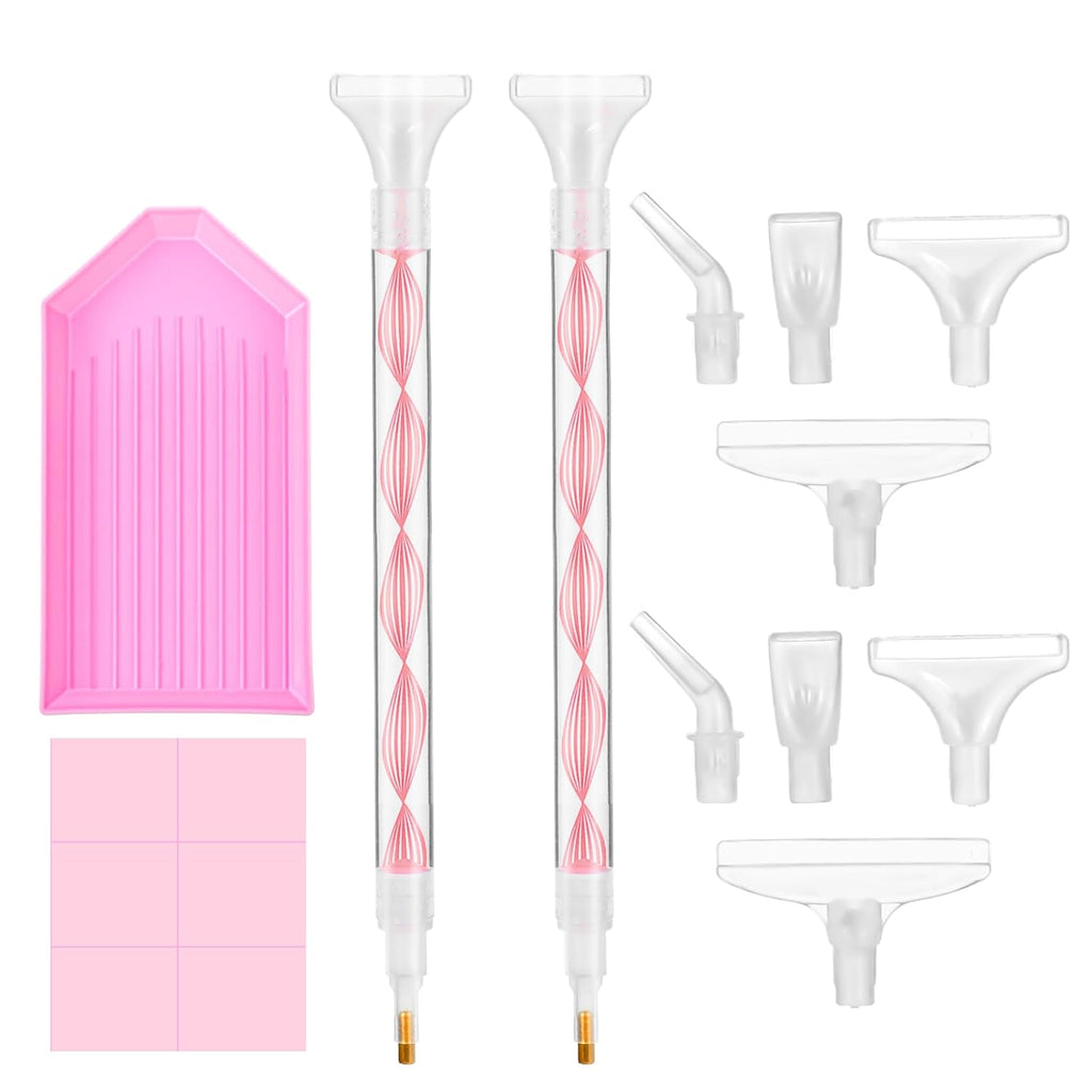 Rhinestone Pickup Tool Set: 2 Pcs Rhinestone Picker Handles Dual-Ended Rhinestones Applicator Dotting Tool Pen Shiny Diamond Dot Drill Pen for DIY Home Nail Salon