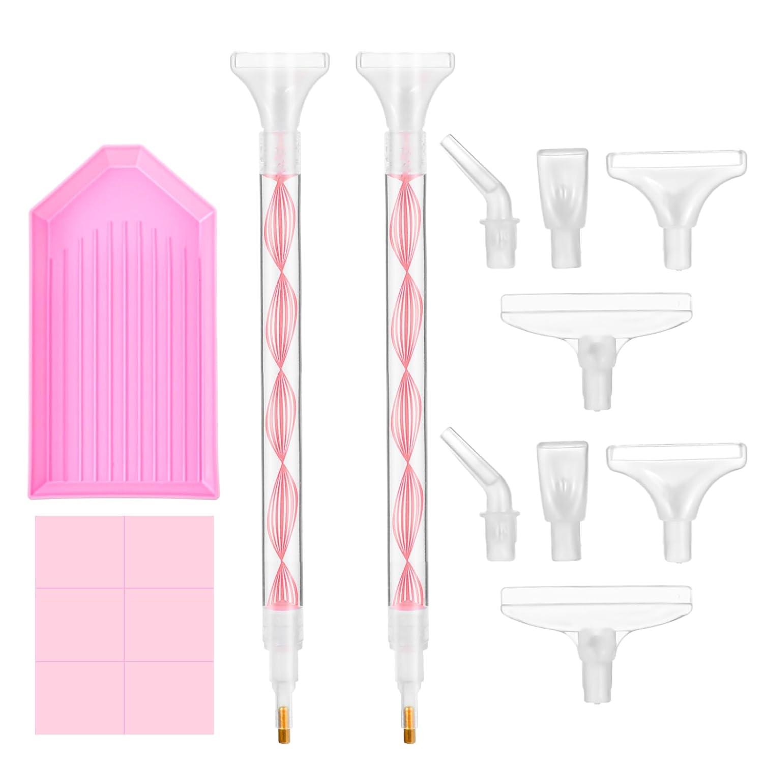 Rhinestone Pickup Tool Set: 2 Pcs Rhinestone Picker Handles Dual-Ended Rhinestones Applicator Dotting Tool Pen Shiny Diamond Dot Drill Pen for DIY Home Nail Salon
