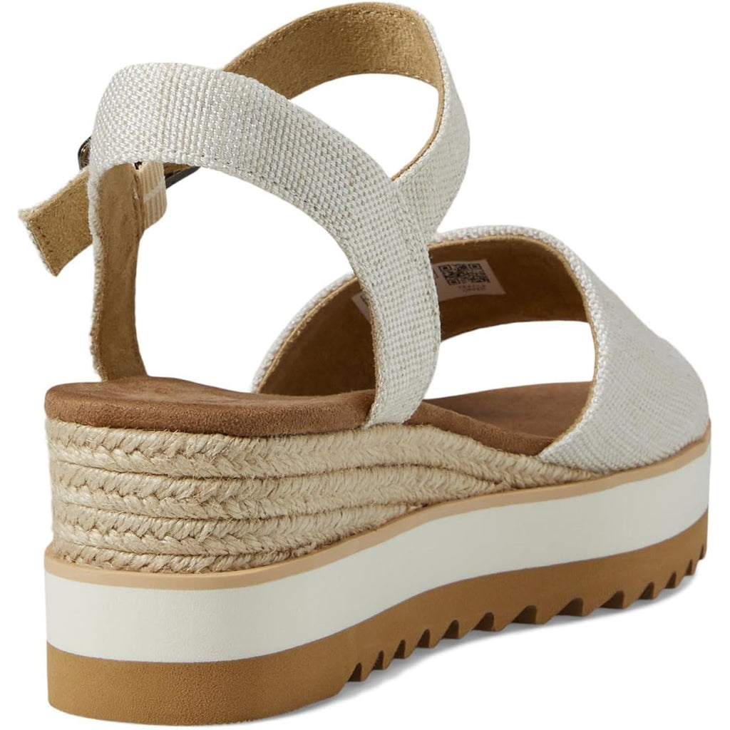 Toms Women'S Diana Wedge Heel Sandal, Leather Upper, Rope-Wrapped Midsole, Adjustable Strap, Buckle, Ortholite Insole