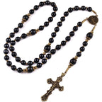 Catholic Heirlooms St. Benedict Medal Black Onyx Stone Rosary