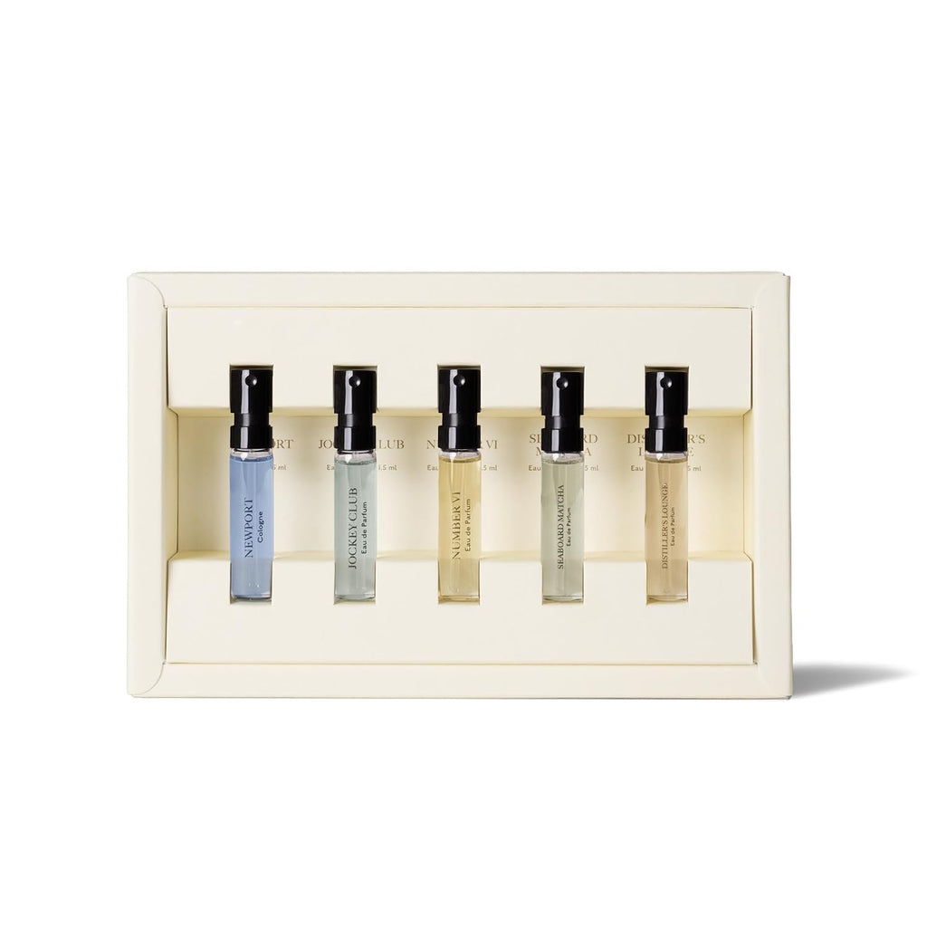 Caswell-Massey Fragrance Discovery Collection For Men – 5-Piece Sample Set – Number Six, Jockey Club, Newport, Distiller’S Lounge & Seaboard Matcha