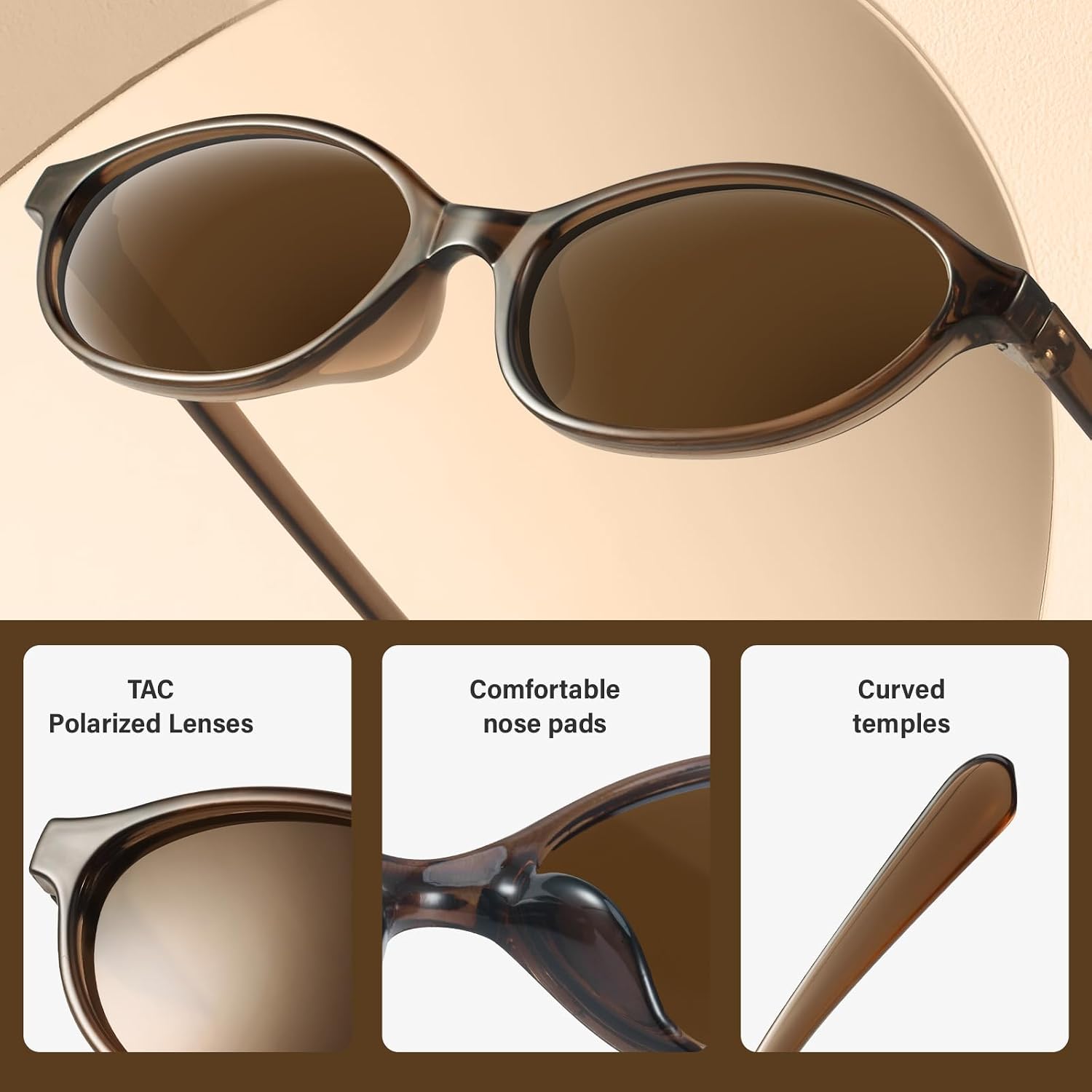 Retro Oval Sunglasses for Women 90s Design Small Cat Eye Sun Glasses UV Protection Y2k Trendy Narrow Shades Black+leopard+brown