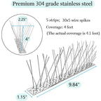 Pangch Bird Spikes,Stainless Steel Bird Spikes Metal Bird Spikes Fence Spikes Easy To Install - 5 Strips 4.1 Feet Coverage
