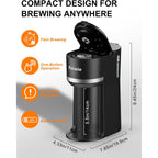 Single Serve Coffee Maker for K-Cup and Grounds, Fast Brew, 6-12 oz Brew Sizes Single Cup Coffee Maker Fits 5.5" Mugs, One-Button Small Coffee Maker, Descaling Reminder,Black,9.45 Inches