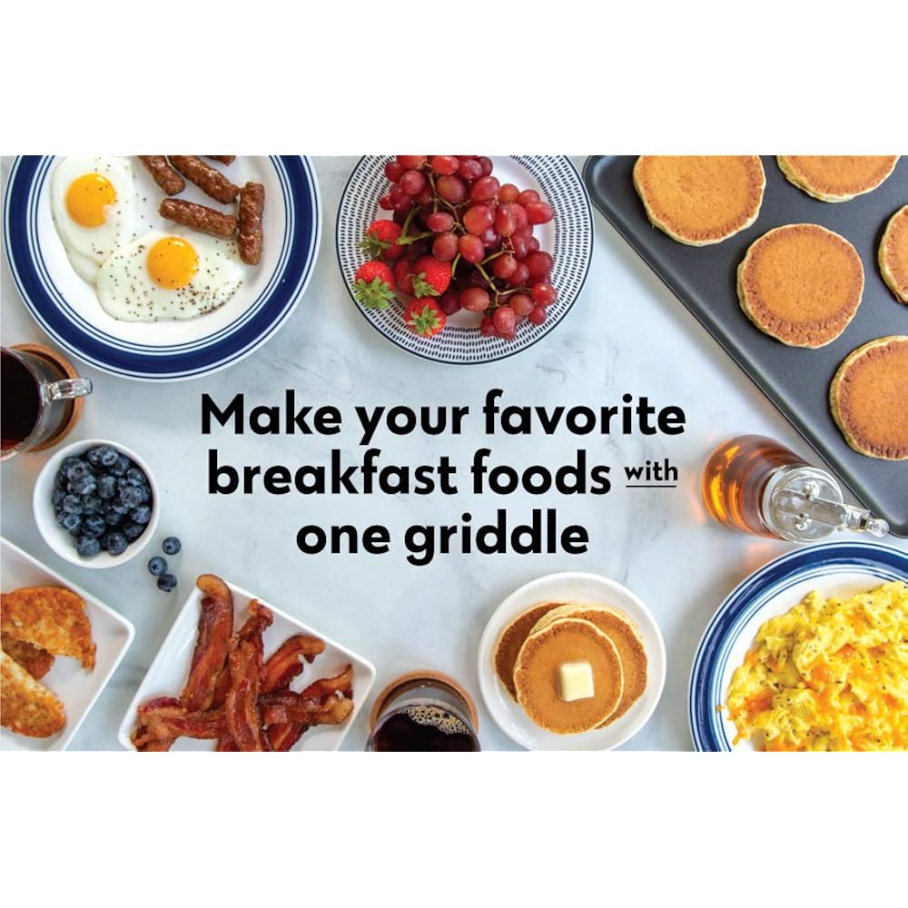Nordic Ware Two Burner Griddle, 10.3 X 17.4 Inches, Non-Stick, Black