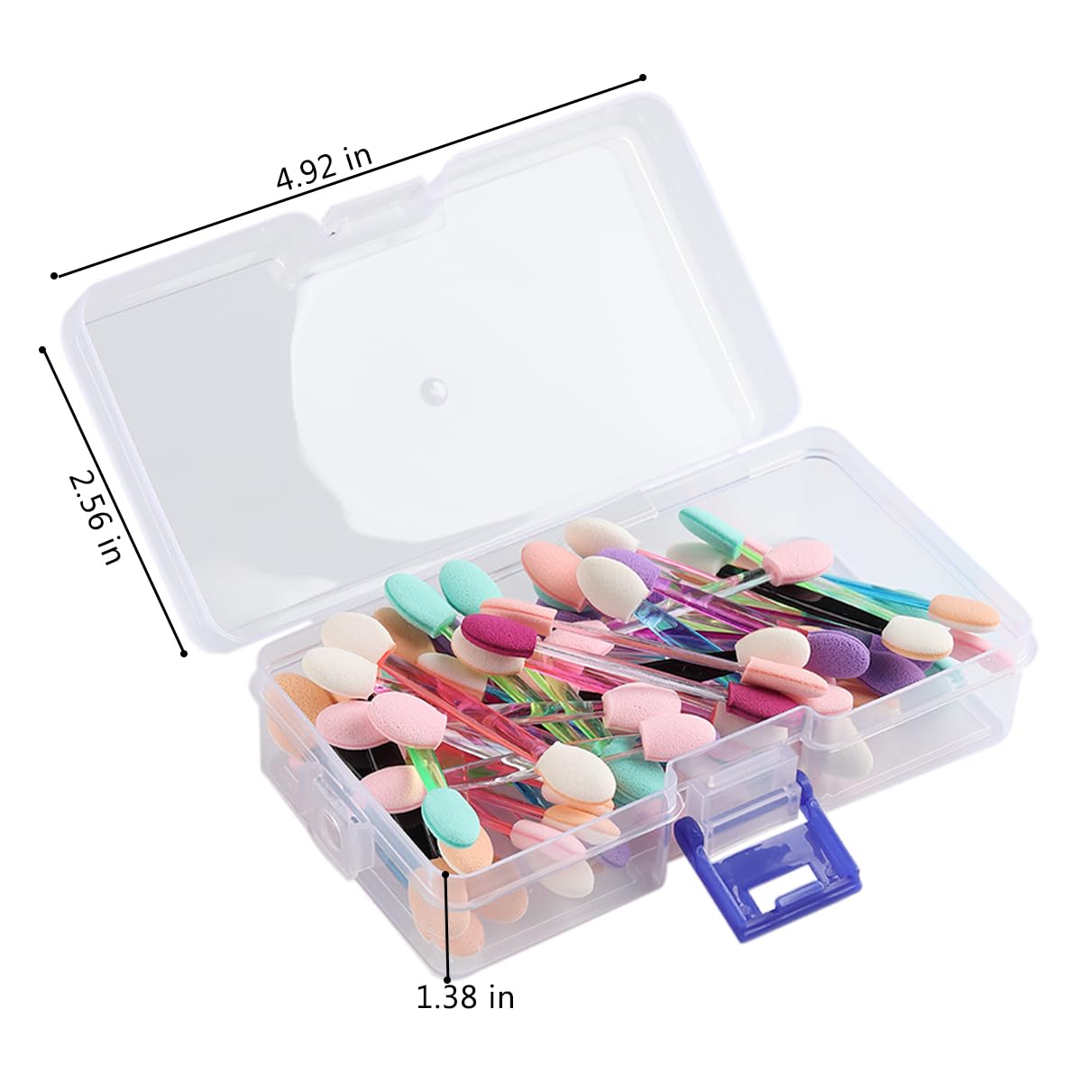 Fcozpjk 50PCS Chrome Nail Powder Applicator Brushes, Disposable Eyeshadow Applicator With Acrylic Storage Box, Nail Glitter Powder Pigment Pen Brush, Nail Art Applicator Tools